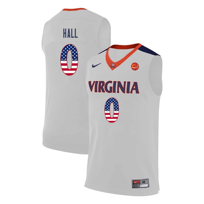 Men Virginia Cavaliers #0 Devon Hall College Basketball USA Flag Fashion Jerseys-White - Click Image to Close